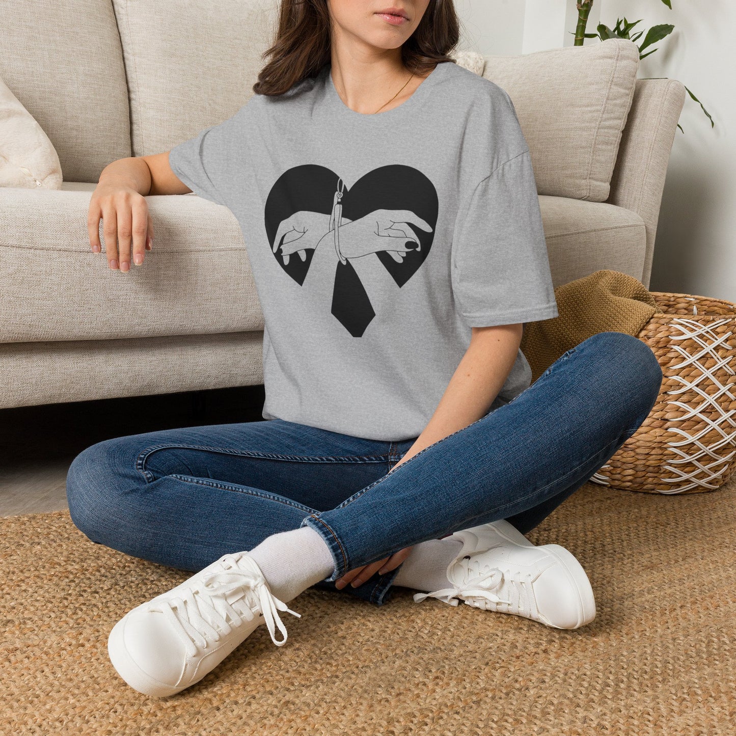 Hands Tied Heart Graphic BDSM T‑Shirt