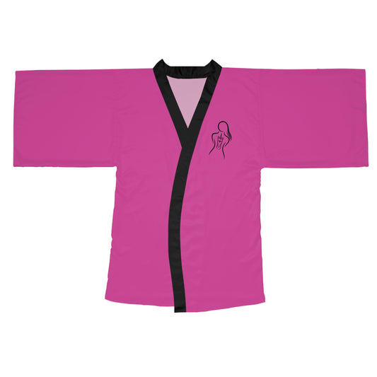 Pink Kimono Robe with Minimalist Unicorn Silhouette