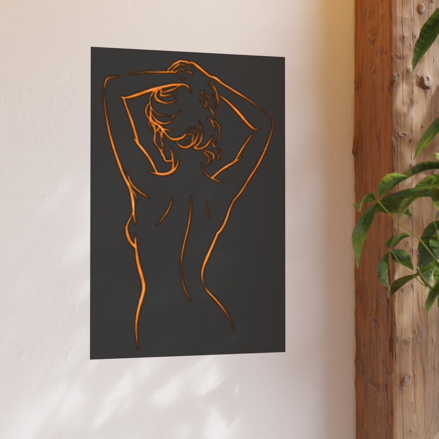 Minimalist Bronze Line Art Poster – Quiet Elegance