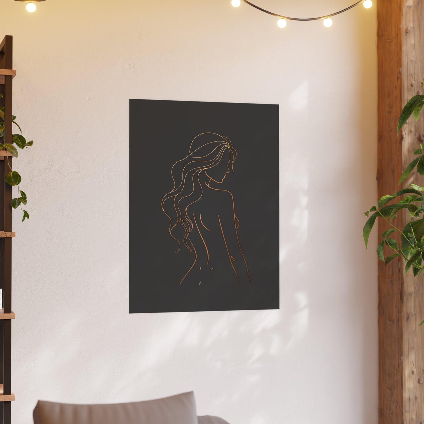 Minimalist Line Art – Bronze Silhouette Print