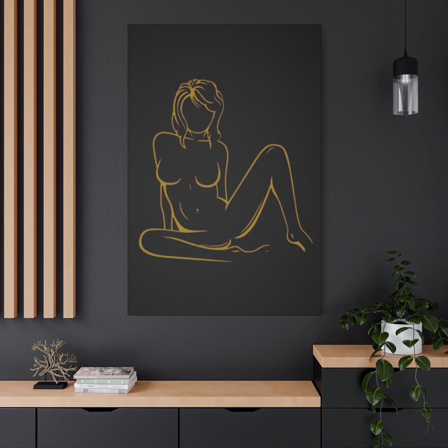 Elegant Gold Minimal Nude Modern Wall Art