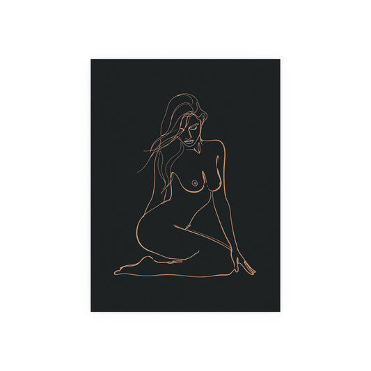 Minimalist Bronze Line Art Poster – Quiet Confidence