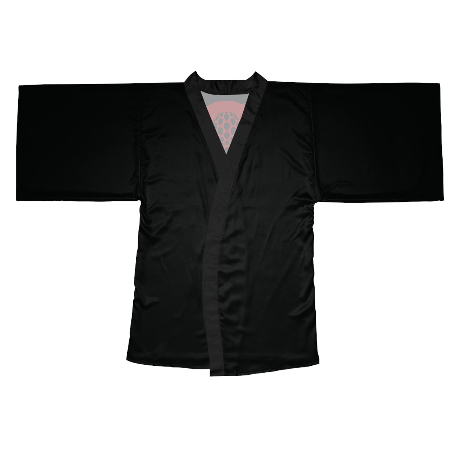 Black Satin Kimono Robe With Japanese Swingapple Rising Sun