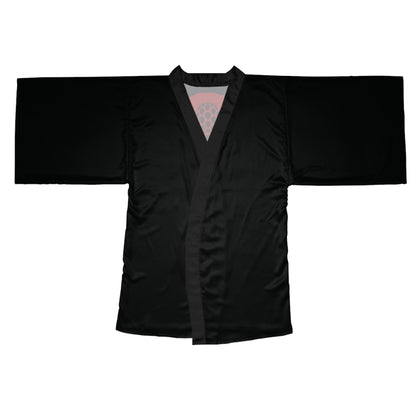 Black Satin Kimono Robe With Japanese Swingapple Rising Sun