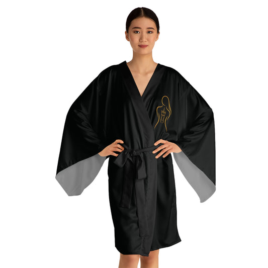 Black Kimono with Gold Minimalist Unicorn