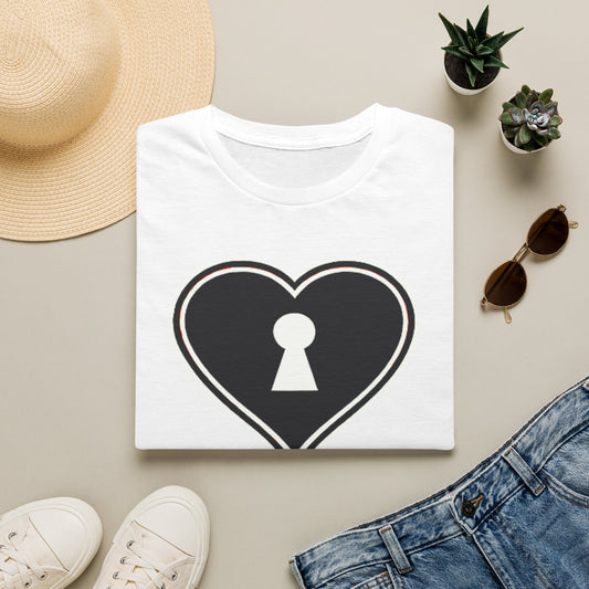 American Naughty CuckQueen Heart with Keyhole T‑Shirt