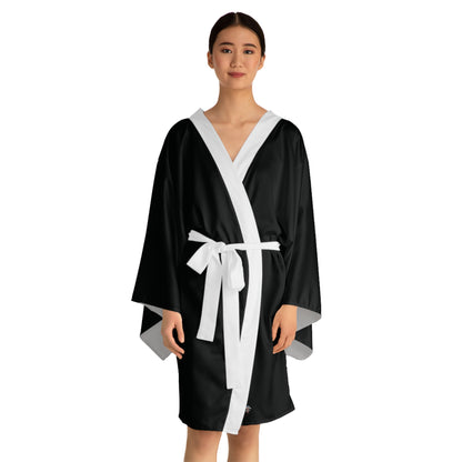 Sexy Black Long Sleeve Kimono Robe