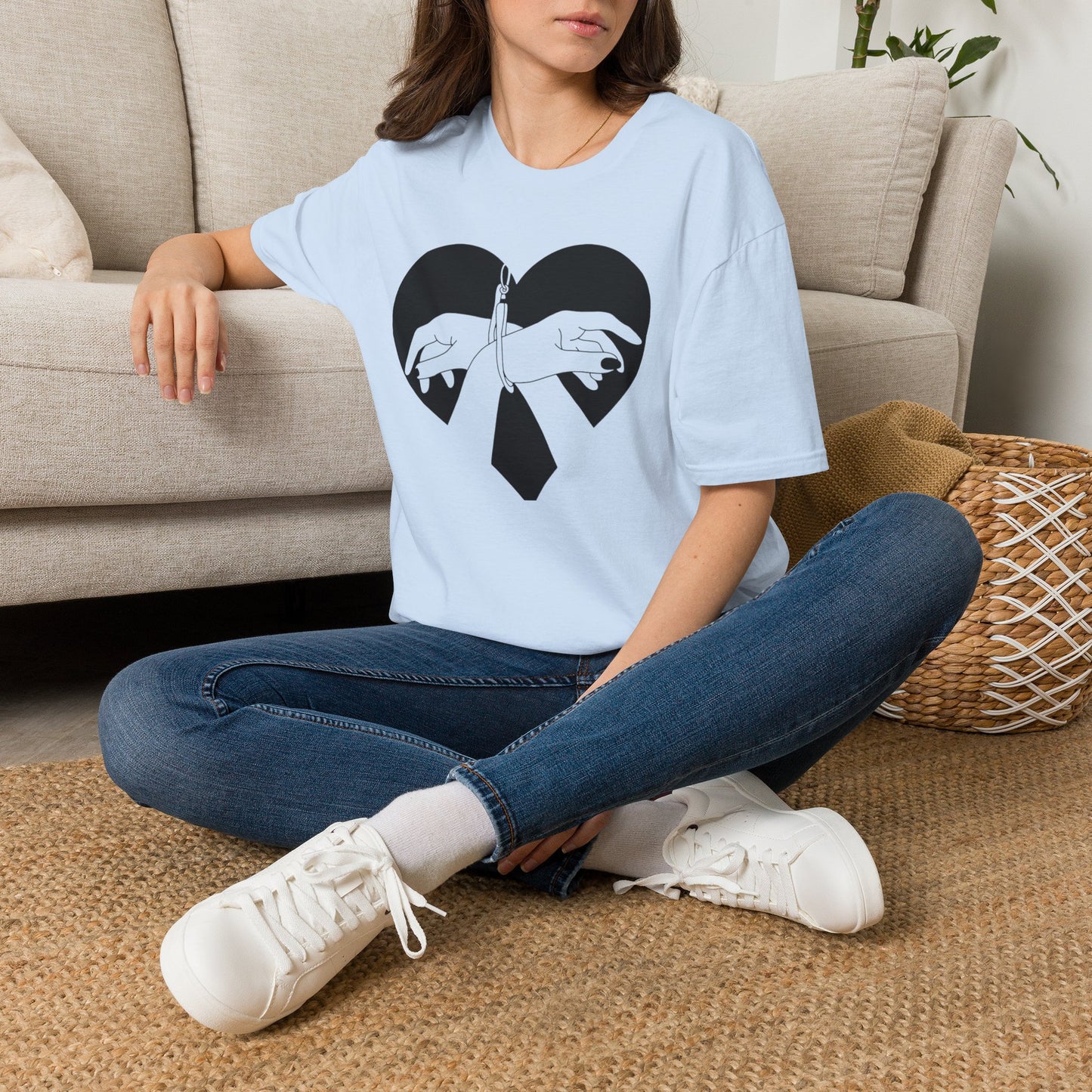 Hands Tied Heart Graphic BDSM T‑Shirt