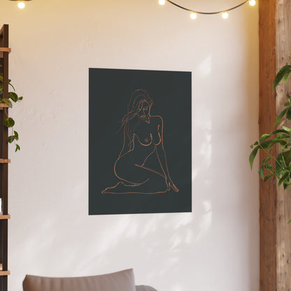 Minimalist Bronze Line Art Poster – Quiet Confidence