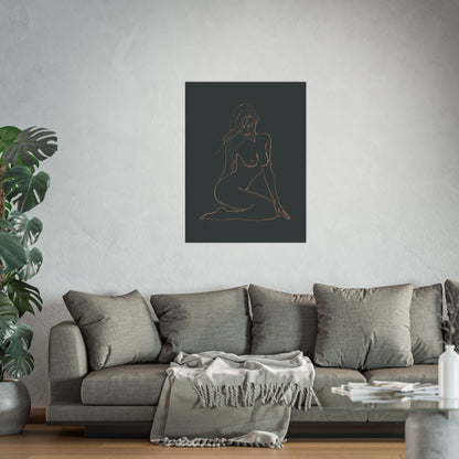 Minimalist Bronze Line Art Poster – Quiet Confidence