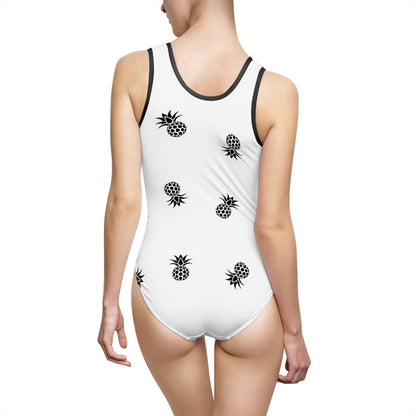 Black American Naughty Swingapple Print One-Piece Swimsuit