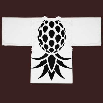 Private Stock™ Black SwingApple White Kimono Luxury Satin Robe Featuring the Signature SwingApple Design