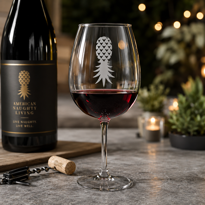 American Naughty Etched Wine Glass — 12oz