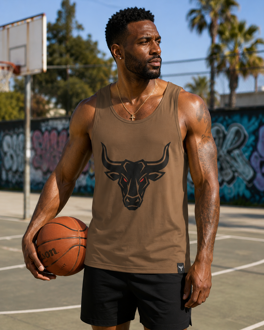 American Naughty Tribal Bull Graphic Tank Top