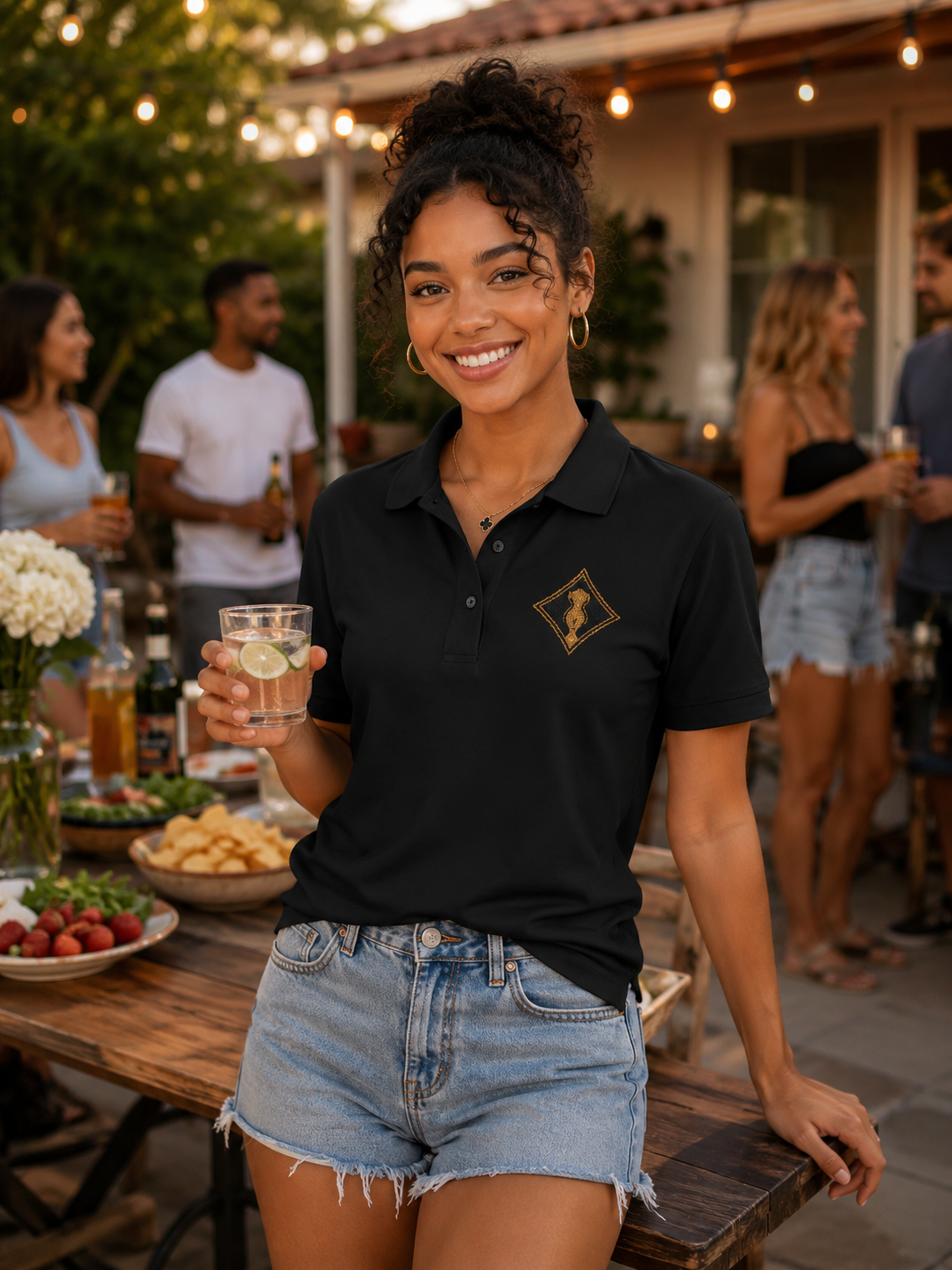 Embroidered American Naughty  CupCake Fleur Polo