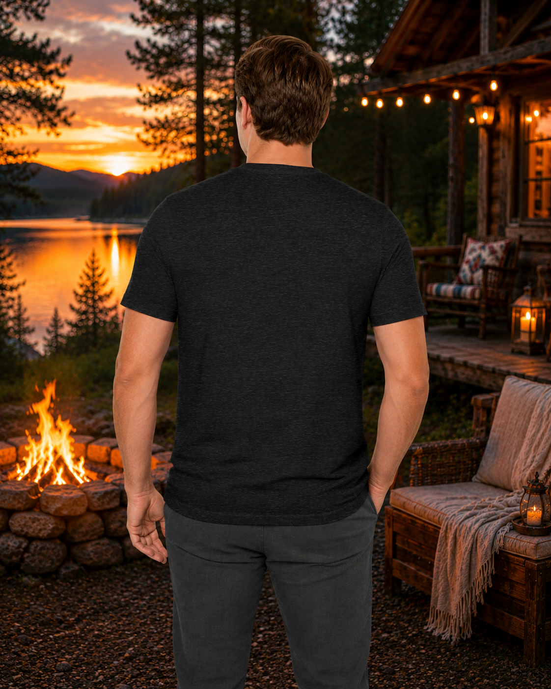 American Naughty Bronze Stag Black  T-Shirt