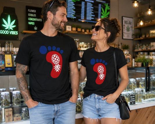 American Naughty Patriotic SwingApple Footprint T‑Shirt