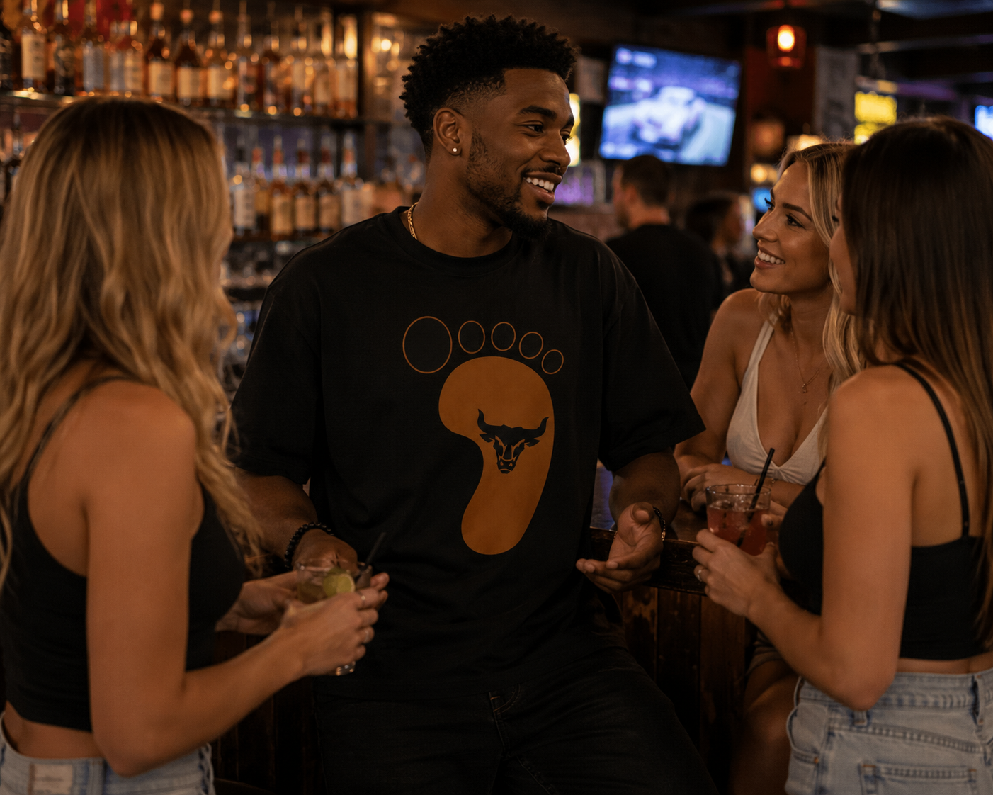 American Naughty Stepping Stoned Bull Oversized Boxy Shirt