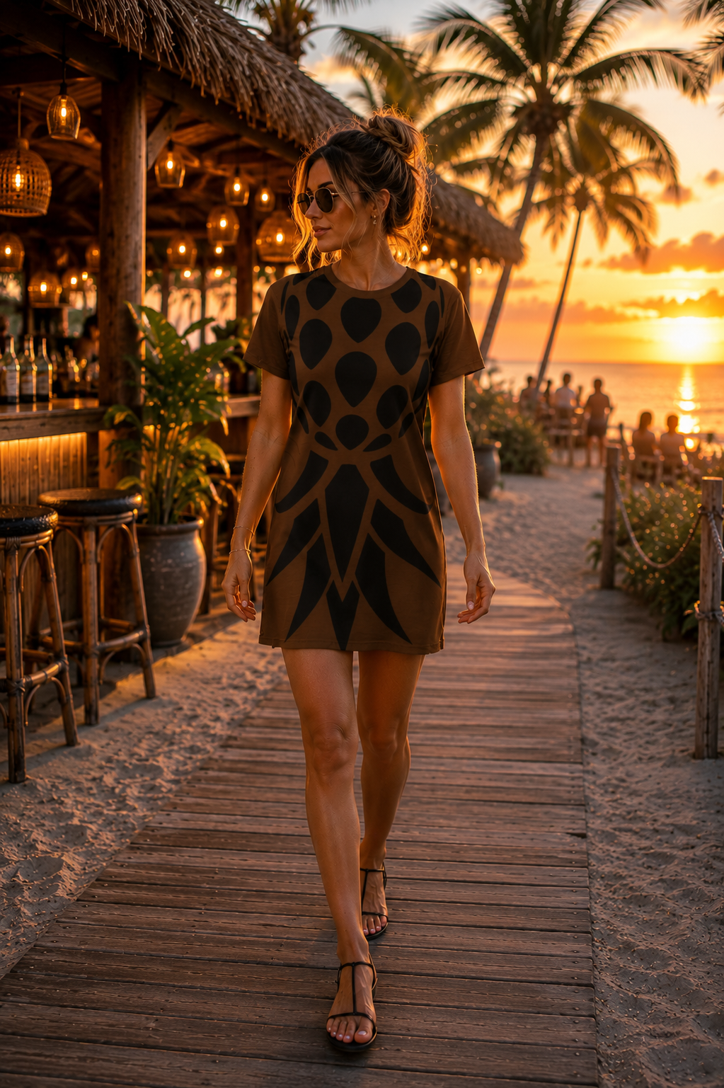 American Naughty Signature Bronze & Black T-Shirt Dress