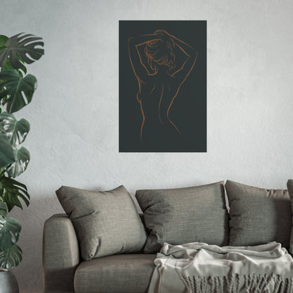 Grace in Stillness - Minimalist Bronze Line Art Poster