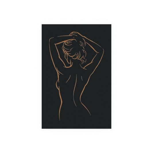 Grace in Stillness - Minimalist Bronze Line Art Poster