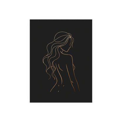 Minimalist Line Art – Bronze Silhouette Print