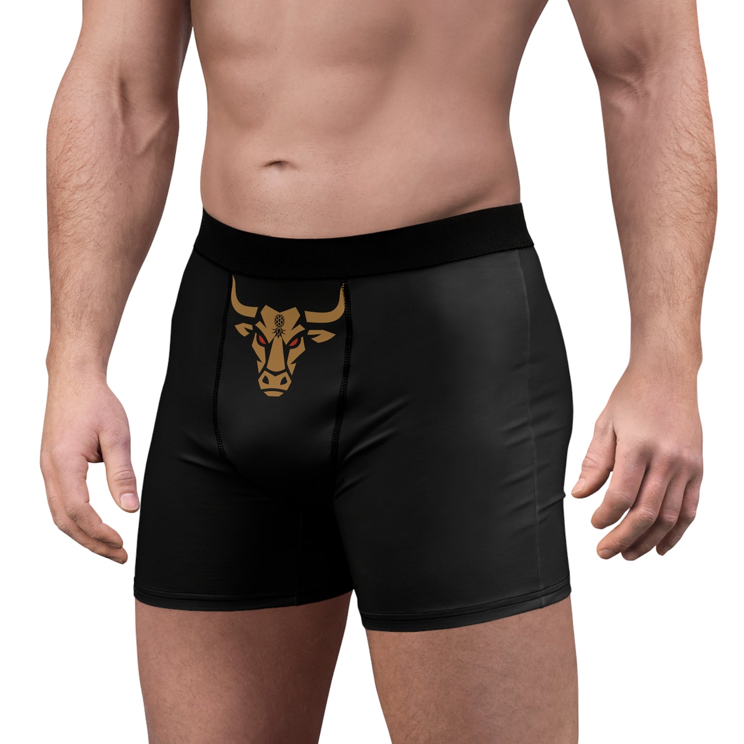 Bronze American Naughty Bull Head Boxer Briefs — Men's Athletic Black Boxer Briefs