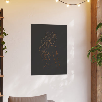 Minimalist Line Art – Bronze Silhouette Print