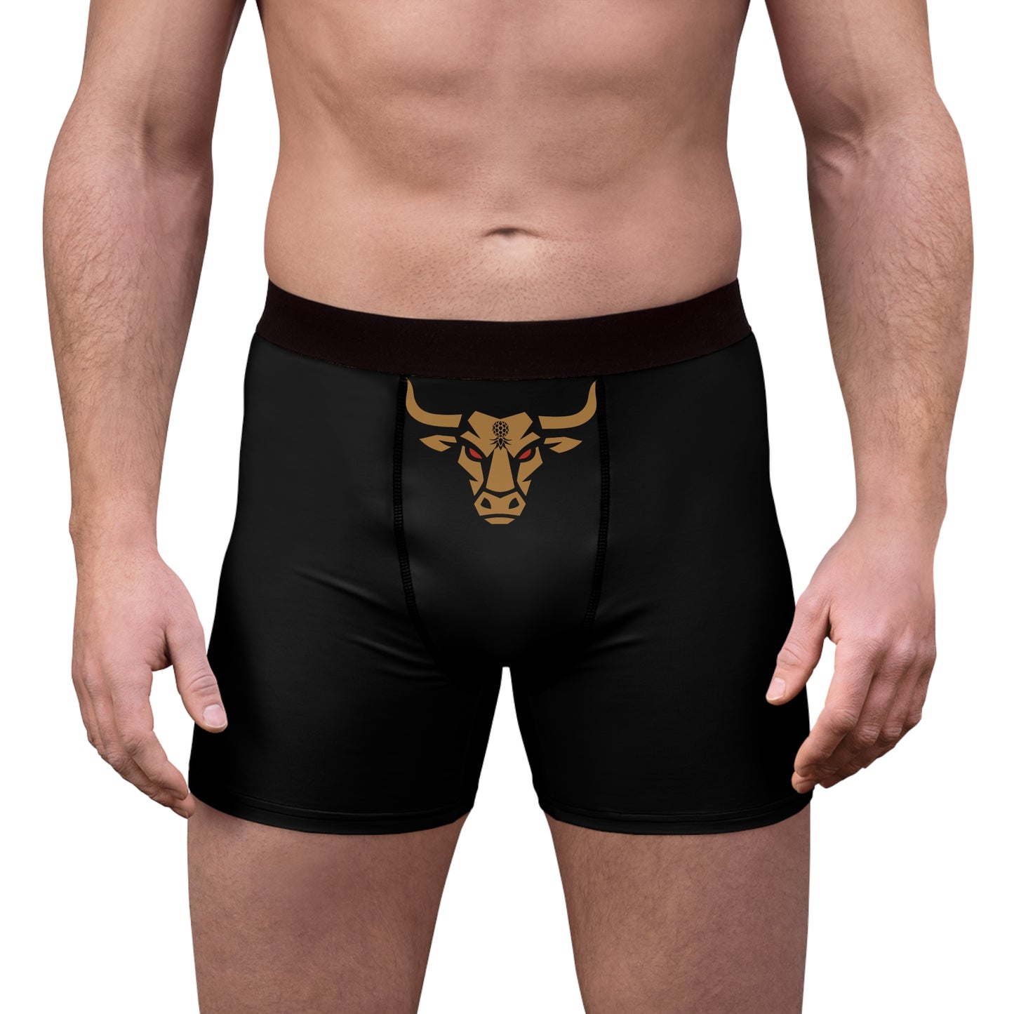 Bronze American Naughty Bull Head Boxer Briefs — Men's Athletic Black Boxer Briefs