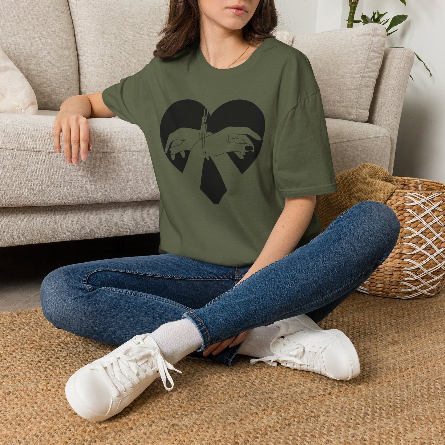 Hands Tied Heart Graphic BDSM T‑Shirt