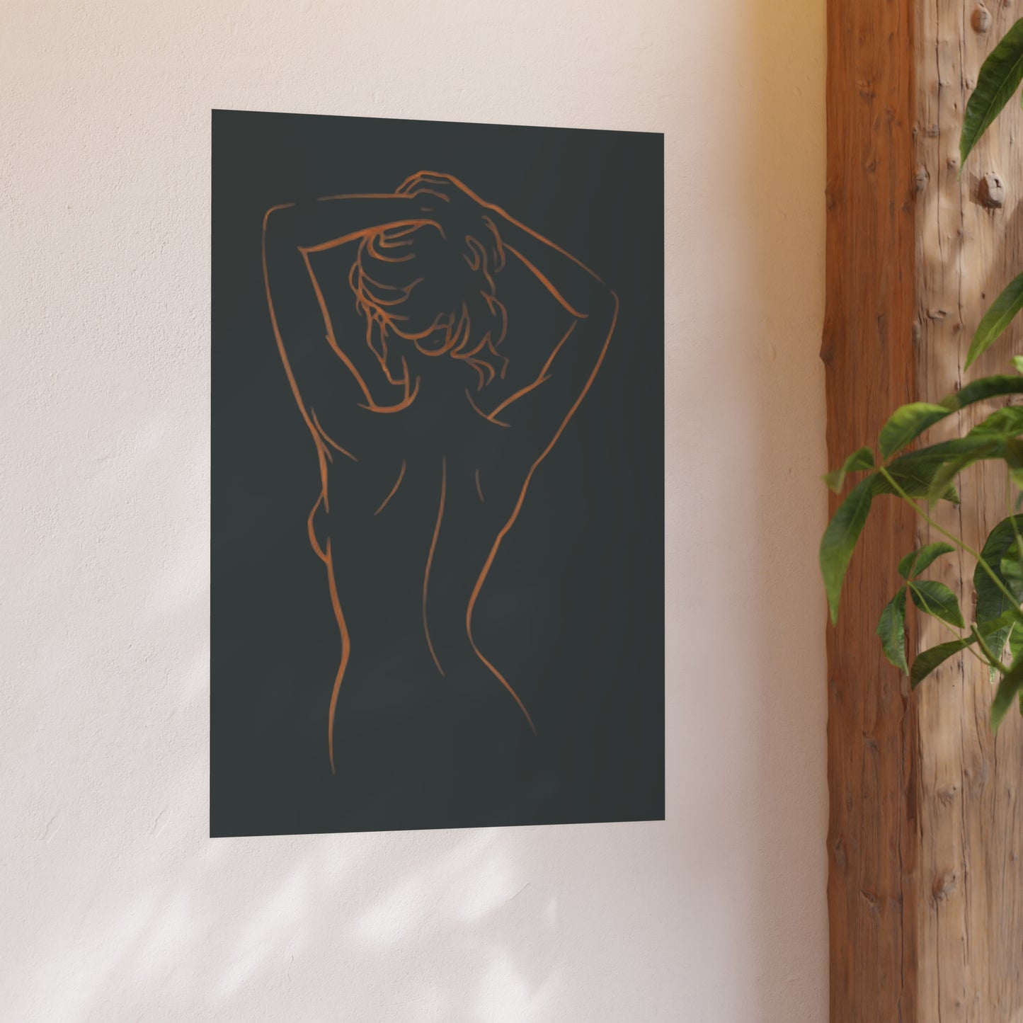 Grace in Stillness - Minimalist Bronze Line Art Poster