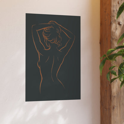 Grace in Stillness - Minimalist Bronze Line Art Poster
