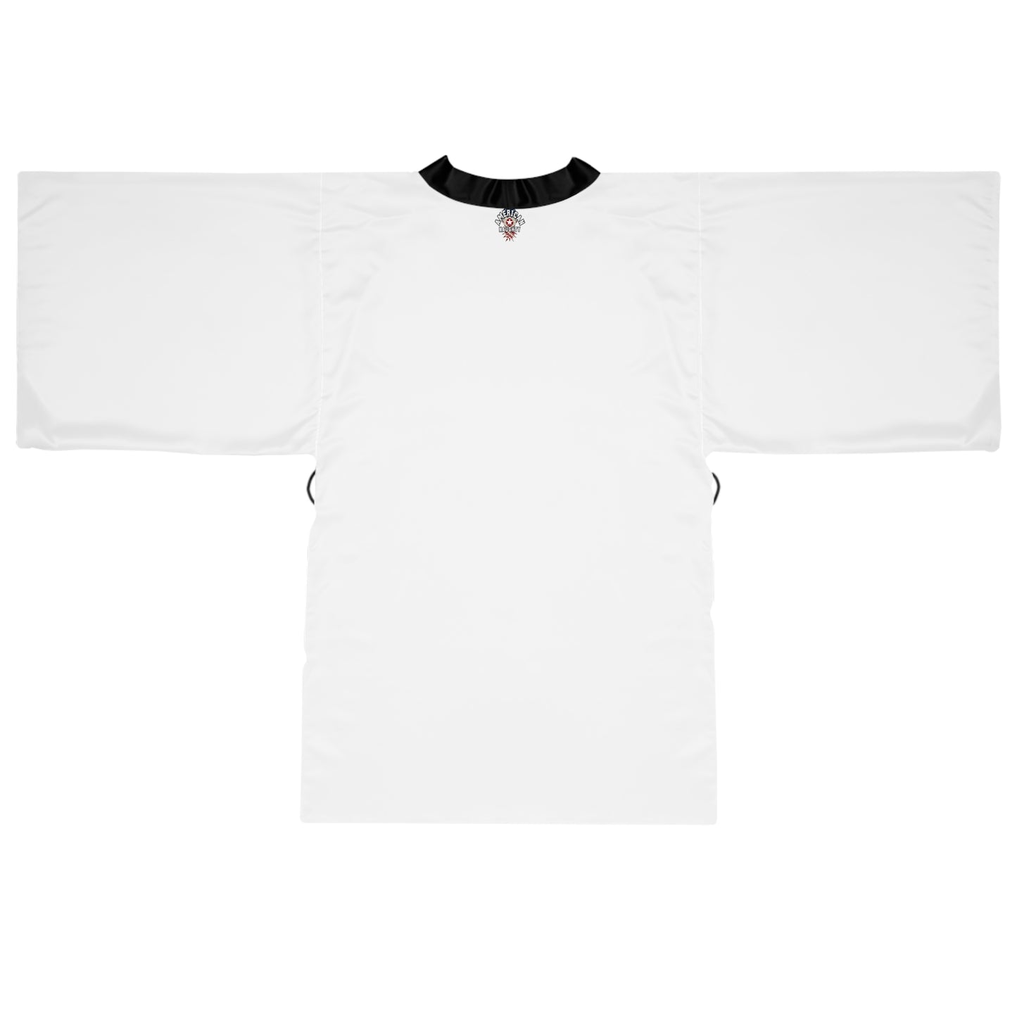 White Long Sleeve Kimono Robe with Black Trim