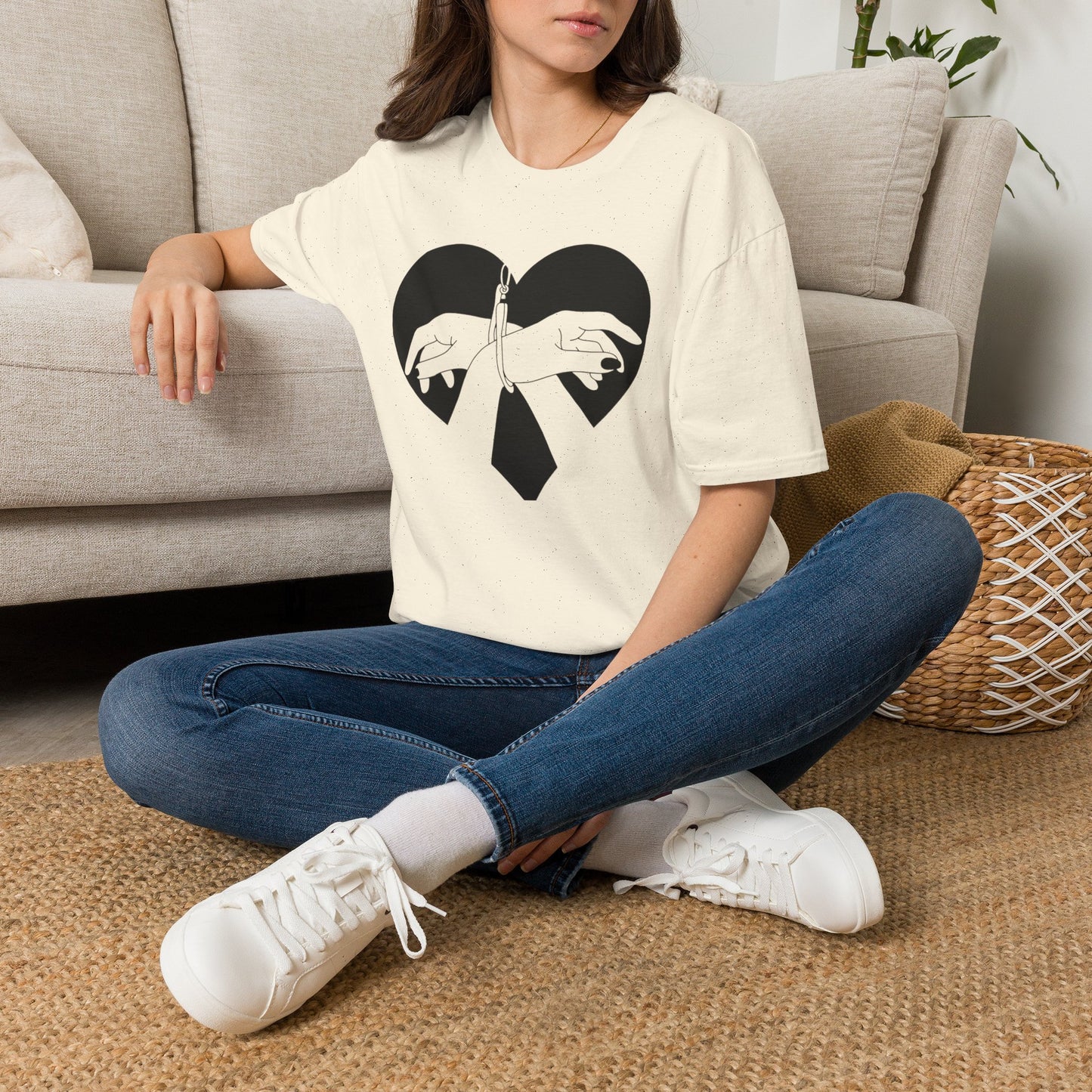 Hands Tied Heart Graphic BDSM T‑Shirt