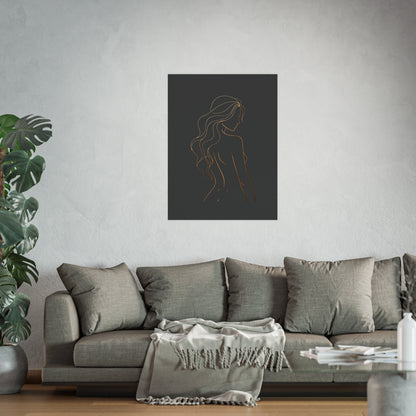 Minimalist Line Art – Bronze Silhouette Print