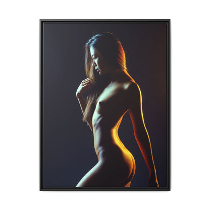 Backlit Nude Silhouette Art on Framed Matte Canvas