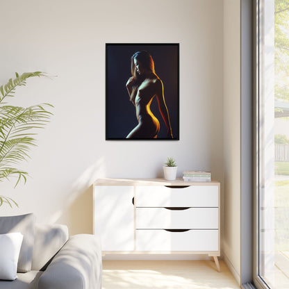 Backlit Nude Silhouette Art on Framed Matte Canvas