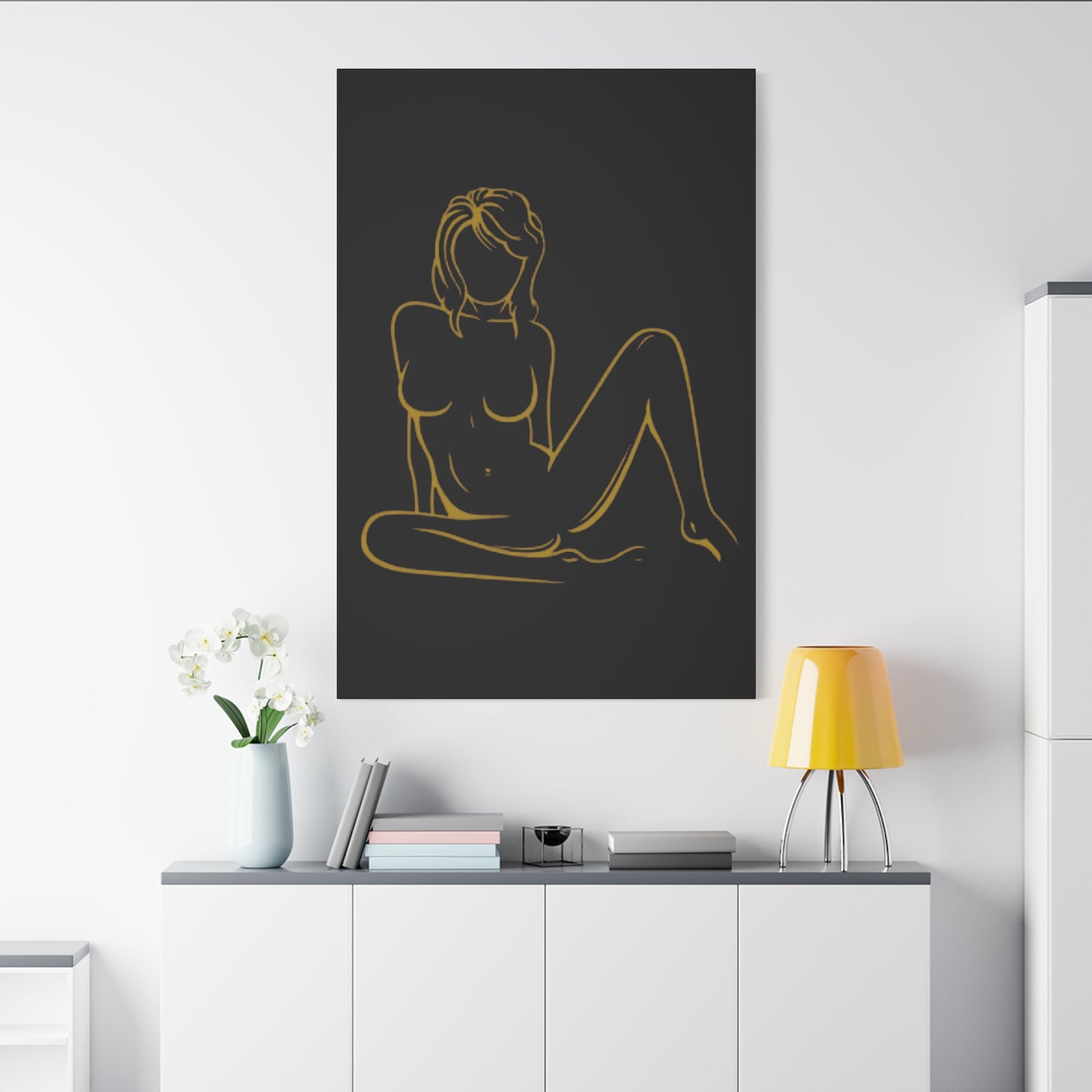 Elegant Gold Minimal Nude Modern Wall Art