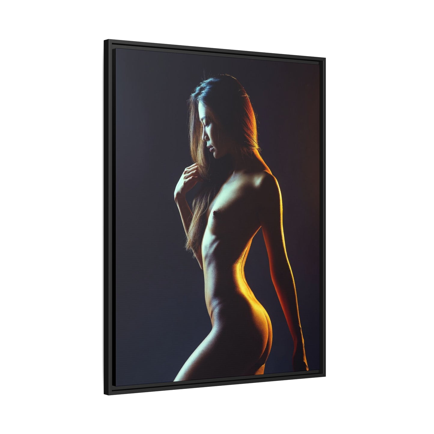 Backlit Nude Silhouette Art on Framed Matte Canvas