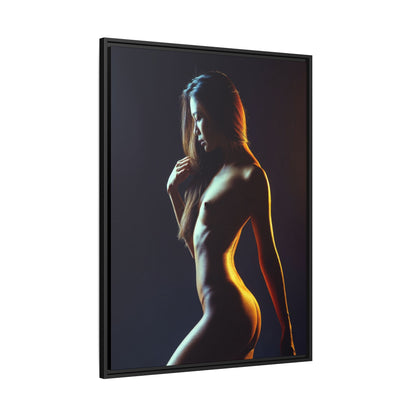 Backlit Nude Silhouette Art on Framed Matte Canvas