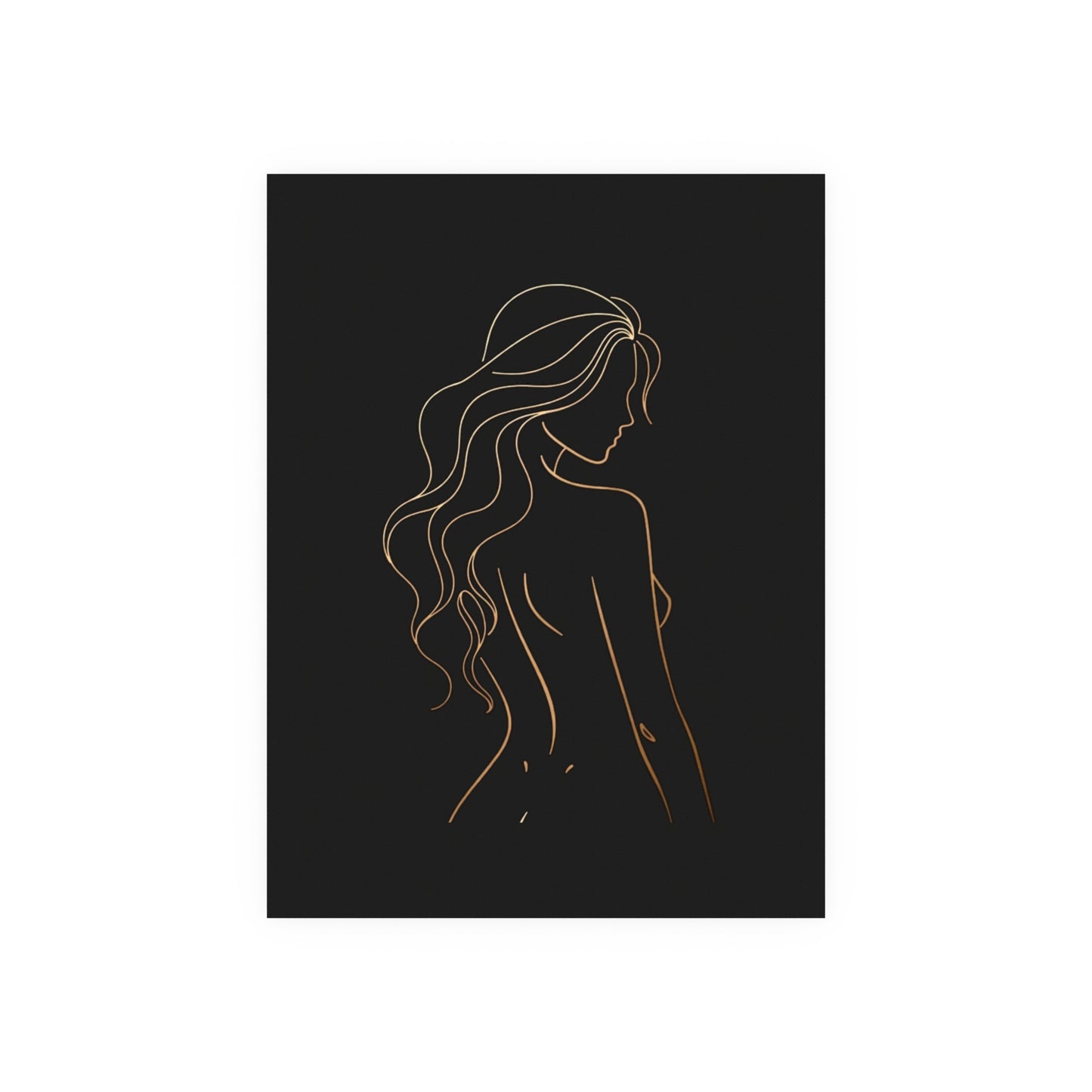 Minimalist Line Art – Bronze Silhouette Print
