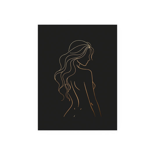 Minimalist Line Art – Bronze Silhouette Print