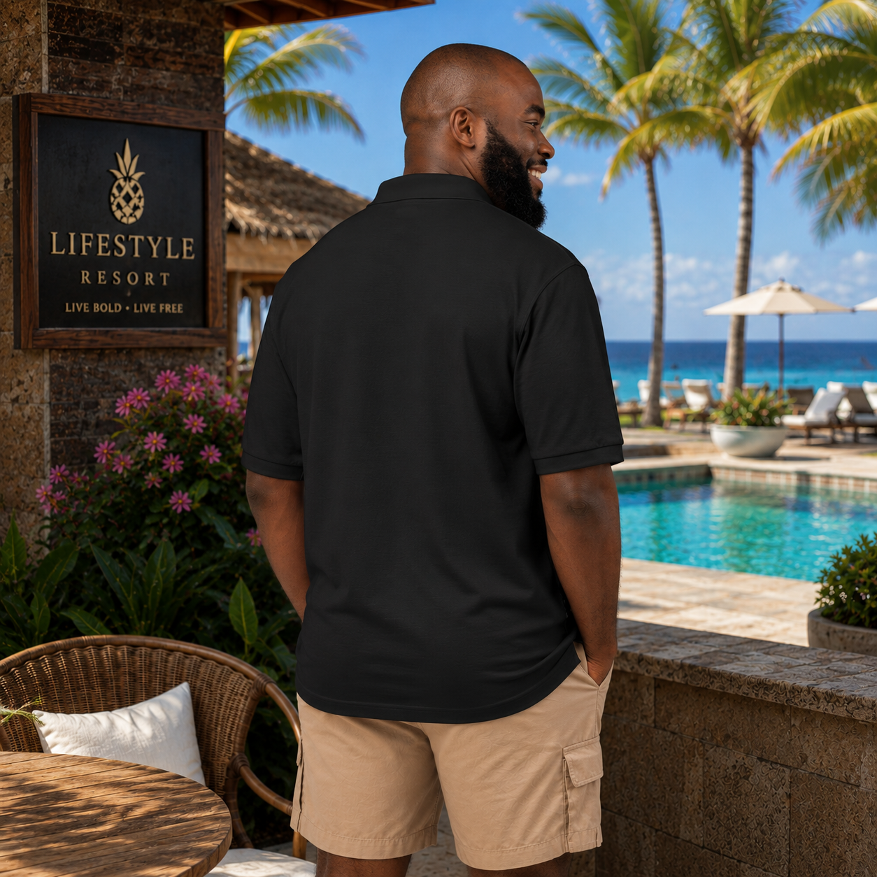Embroidered American Naughty Bull Polo Shirt